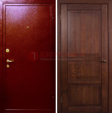 Красная железная дверь с порошковым окрасом ДП-58 В Ижевске