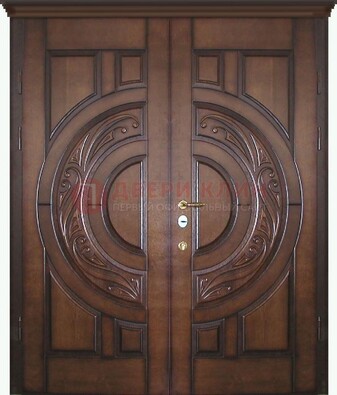 Утепленная коричневая стальная парадная дверь ДПР-51 В Ижевске
