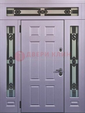 Филенчатая железная парадная дверь с фрамугами ДПР-82 В Ижевске