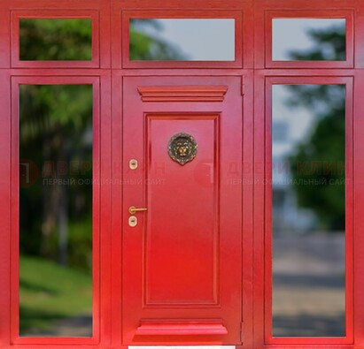 Красная парадная дверь для частного дома ДПР-88 В Ижевске