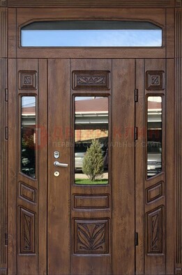Парадная стальная дверь Винорит со стеклом и резьбой ДПР-97 В Ижевске