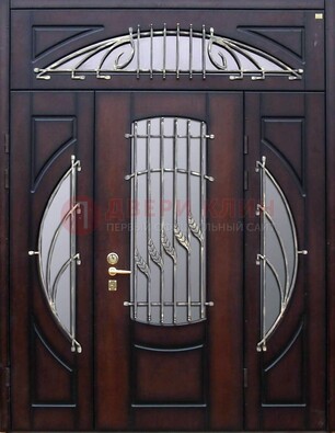 Парадная дверь со стеклянными вставками и ковкой ДПР-9 для улицы В Ижевске