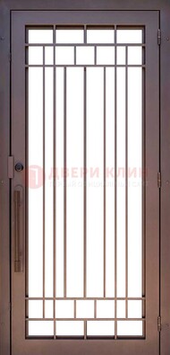Стальная решетчатая дверь в коричневом цвете ДР-12 В Ижевске