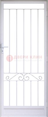 Белая стальная решетчатая дверь с волютами ДР-30 В Ижевске
