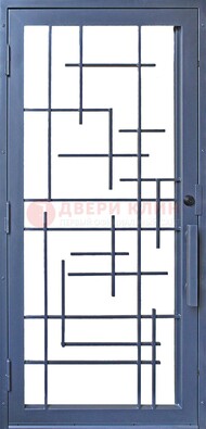 Современная железная решетчатая дверь синяя ДР-31 В Ижевске