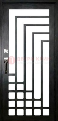 Черная стальная решетчатая дверь в современном стиле ДР-43 В Ижевске