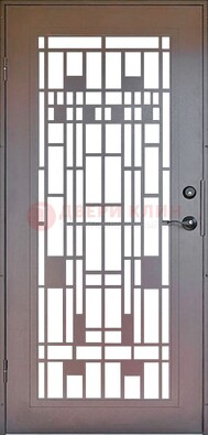 Коричневая стальная решетчатая дверь с узором ДР-4 В Ижевске