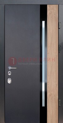 Черная металлическая дверь МДФ со стеклом ДС-14 В Ижевске