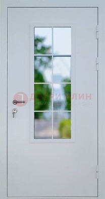 Белая железная дверь порошок со стеклом ДС-31 В Ижевске