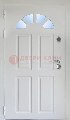 Белая стальная дверь МДФ со стеклом для дома ДС-37 В Ижевске