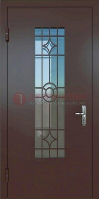 Входная металлическая дверь со стеклом для дома ДС-6 В Ижевске