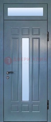 Серая металлическая дверь со стеклом ДС-70 В Ижевске