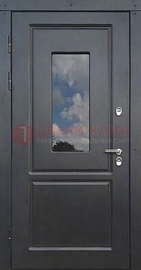 Чёрная металлическая дверь со стеклом ДС-77 В Ижевске