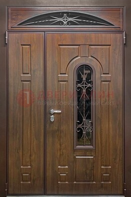 Большая металлическая дверь со стеклом и ковкой ДСК-145 В Ижевске
