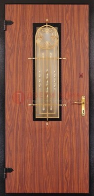Дополнительная дверь со стеклом и золотой ковкой ДСК-16 в Талдоме