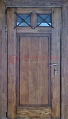 Металлическая дверь с Виноритом со стеклом и ковкой под старину ДСК-209 В Ижевске