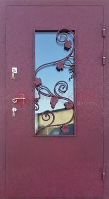 Железная дверь Порошок со стеклом и ковкой лозы ДСК-220 В Ижевске