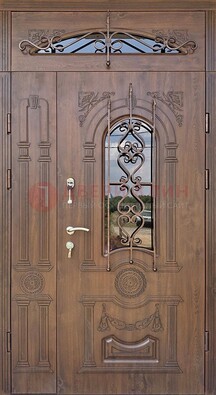 Распашная стальная дверь Винорит со стеклом и ковкой ДСК-232 В Ижевске