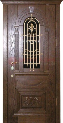 Железная дверь со стеклом и ковкой в классическом стиле ДСК-23 В Ижевске