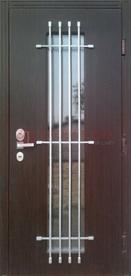Современная стальная дверь с Виноритом стеклом и ковкой ДСК-262 в Воскресенске