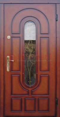 Яркая металлическая дверь Винорит со стеклом и ковкой ДСК-268 В Ижевске