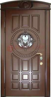 Шоколадная металлическая дверь Винорит со стеклом и ковкой ДСК-269 В Ижевске