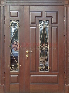 Стальная распашная дверь Винорит стекло и ковка ДСК-274 В Ижевске
