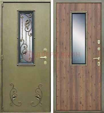 Офисная железная дверь со стеклом и ковкой ДСК-44 В Ижевске