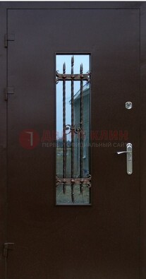 Надежная металлическая дверь со стеклом и ковкой ДСК-47 В Ижевске