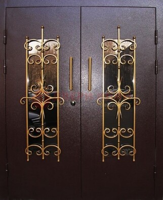 Металлическая дверь с ковкой и остеклением ДСК-49 В Ижевске