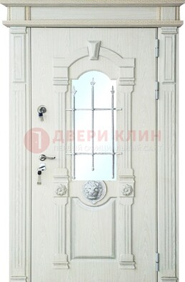 Герметичная входная дверь со стеклом и ковкой с украшением ДСК-64 В Ижевске