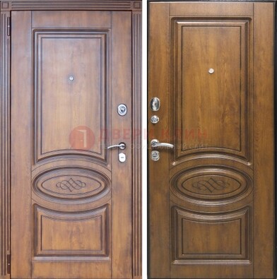 Коричневая металлическая дверь с виноритом ДВТ-10 В Ижевске