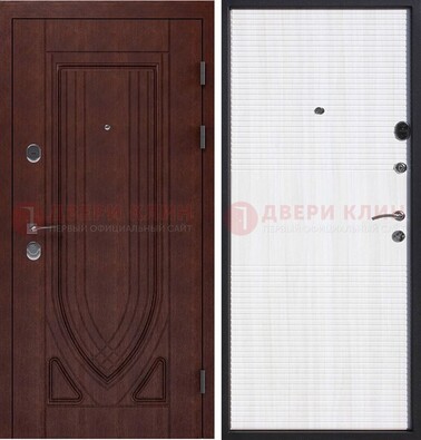 Уличная темная филенчатая дверь с виноритом и МДФ Белый ясень ДВТ-141 В Ижевске