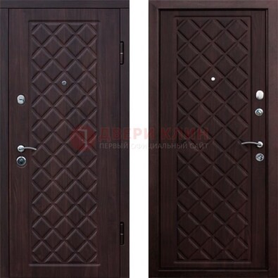 Коричневая металлическая дверь с МДФ с двух сторон ДМ-1555 В Ижевске