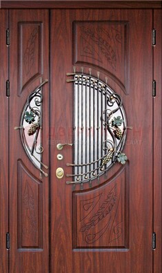 Железная дверь с виноритом и стеклом с ковкой ДВТ-170 В Ижевске
