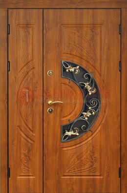 Входная дверь цвета золотой дуб с виноритом и ковкой ДВТ-176 В Ижевске