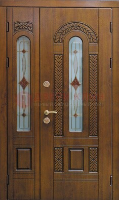 Темная стальная дверь с виноритом и стеклом ДВТ-179 в Ногинске