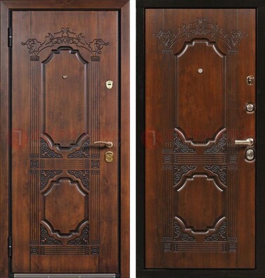 Коричневая железная дверь с виноритом и узором ДВТ-211 В Ижевске