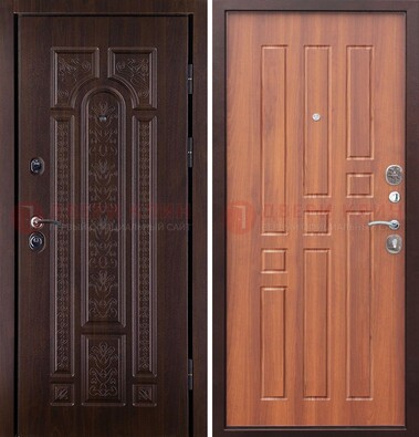 Темная металлическая дверь с виноритом и узором ДВТ-224 В Ижевске