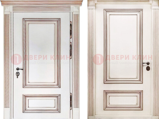 Белая металическая дверь с виноритом для дома ДВТ-239 В Ижевске