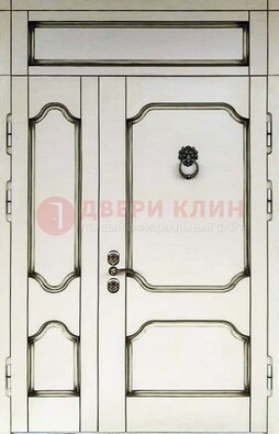 Белая стальная дверь с виноритом и верхней фрамугой ДВТ-244 В Ижевске