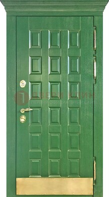 Входная зеленая дверь с виноритом для коттеджа ДВТ-249 в Гатчине