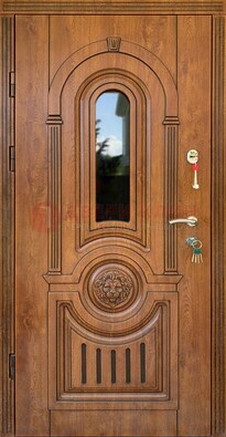 Классическая стальная дверь Винорит со стеклом и узором ДВТ-261 В Ижевске