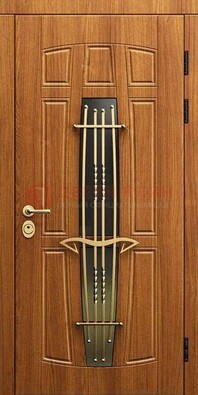 Входная коричневая дверь с терморазрывом и фрезерованной МДФ ДВТ-75 В Ижевске