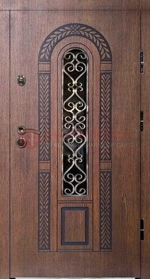 Стальная коричневая дверь с виноритом и МДФ ДВТ-81 в Раменском