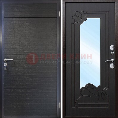 Темная Железная дверь c виноритом и МДФ с зеркалом ДЗ-119 В Ижевске