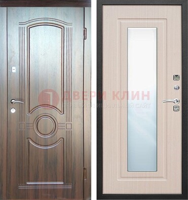 Светло-коричневая дверь c виноритом с узором и филенчатой МДФ ДЗ-120 В Ижевске