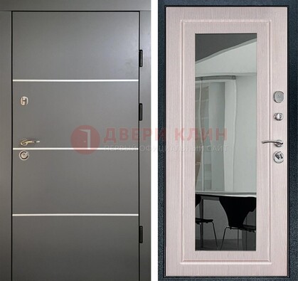 Черная металлическая дверь с зеркалом ДЗ-12 В Ижевске