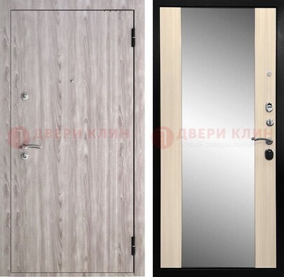 Железная дверь с зеркалом и МДФ в светлом цвете ДЗ-139 В Ижевске