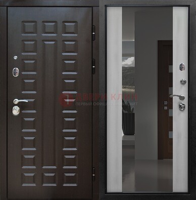 Коричневая металлическая дверь с зеркалом ДЗ-22 В Ижевске